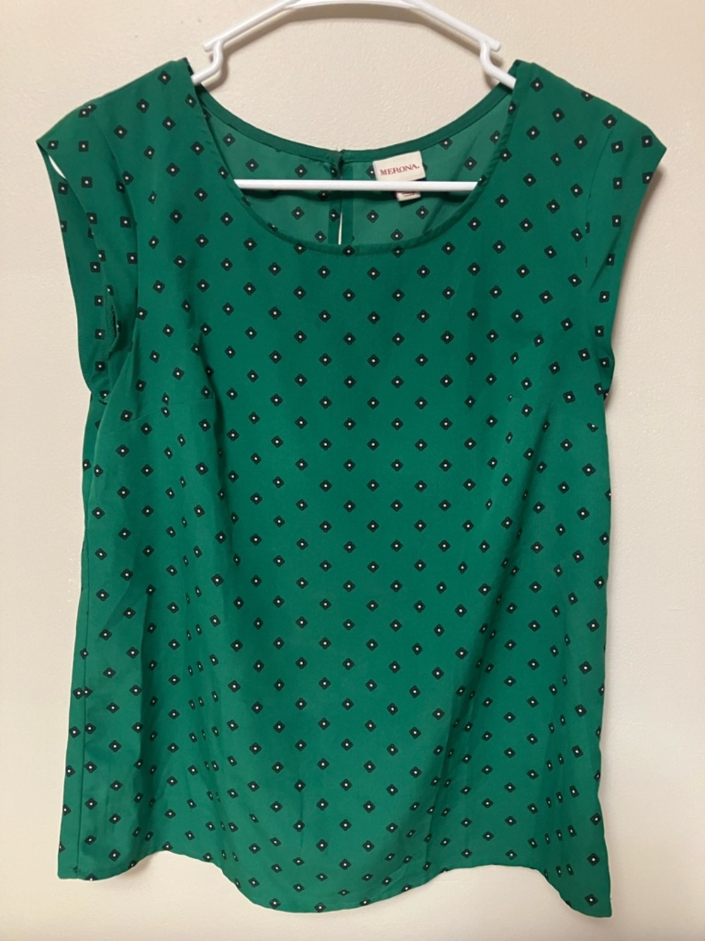 Merona Emerald Green Sleeveless Camisole with Black Dot Print
